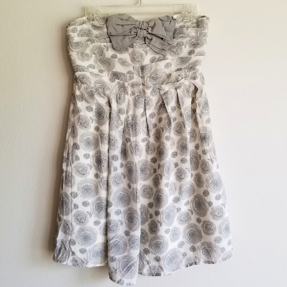 Strapless bow dress circle pattern womens Large